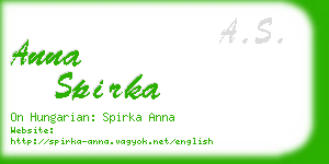anna spirka business card
